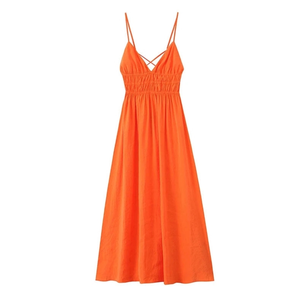 Zara Orange Midi Dress Backless S / Excellent Condition